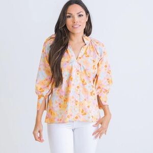 Karlie London Floral Ruffle Sleeve Top
